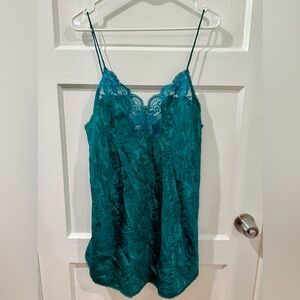 Vintage Teal Lace Slip Dress